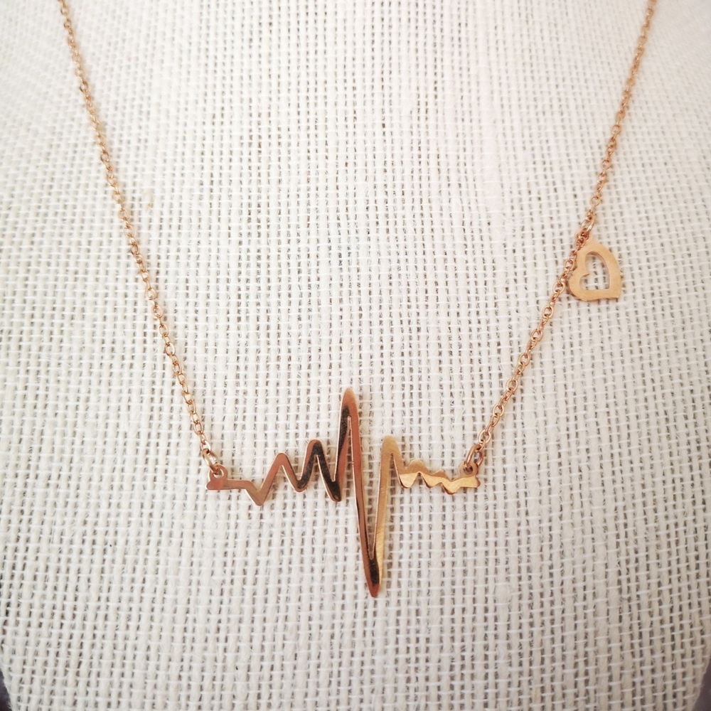 Rose Gold Heartbeat Necklace
